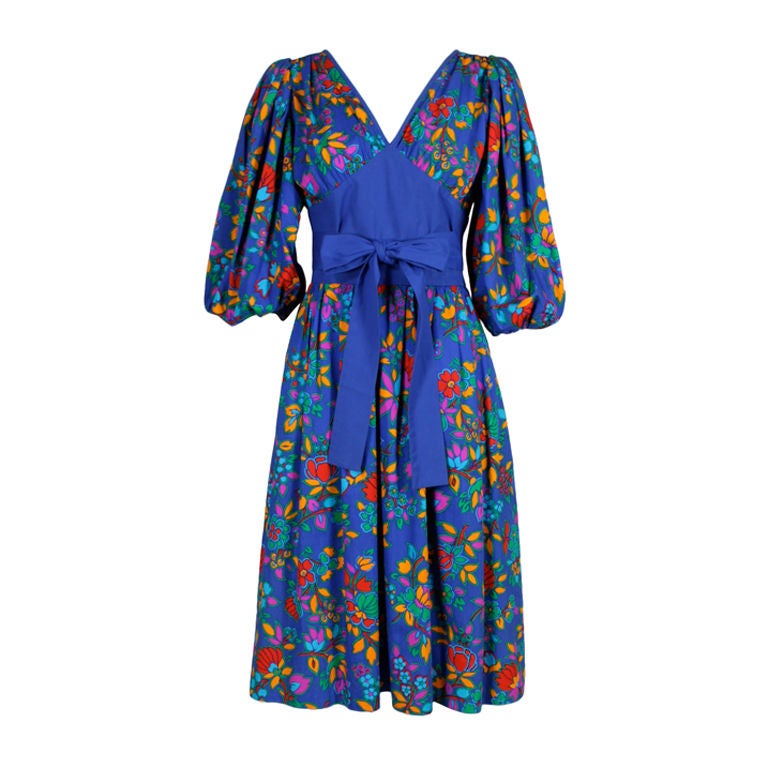 YSL Yves Saint Laurent Floral Print Cotton Dress