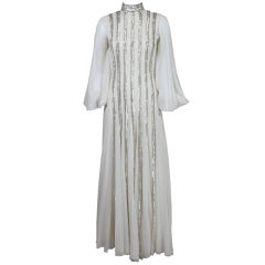 Vintage 1970's Stavropoulos Beaded Chiffon Gown