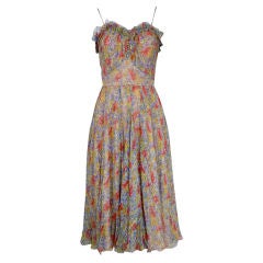 1930's Floral Chiffon Garden Party Dress
