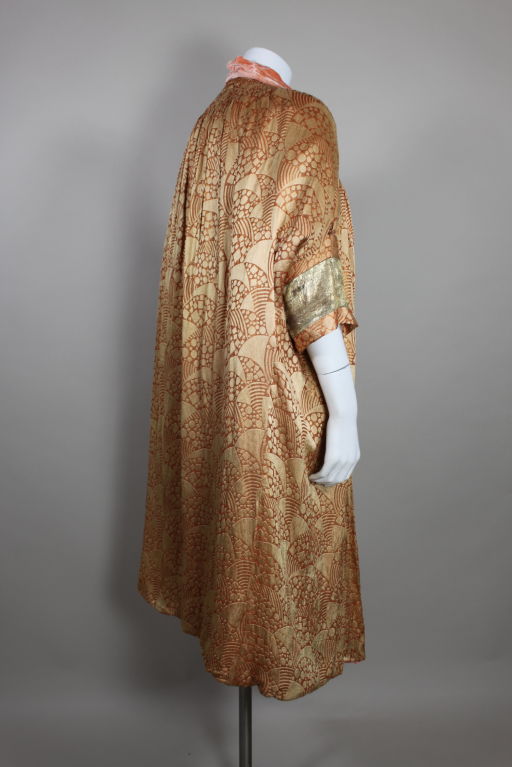 1920s Apricot Gold Lamé Opera Coat In Excellent Condition In Los Angeles, CA