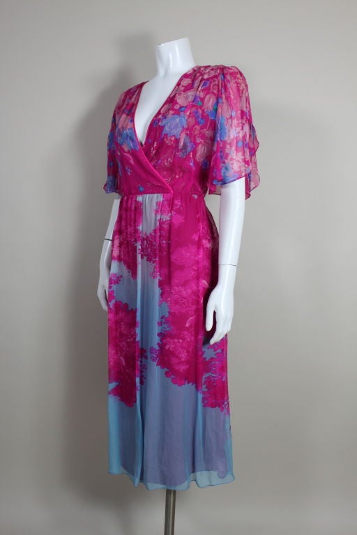 Women's Hanae Mori Floral Silk Wrap Dress