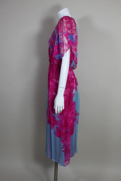 Hanae Mori Floral Silk Wrap Dress 1
