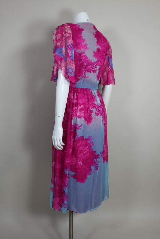 Hanae Mori Floral Silk Wrap Dress 2