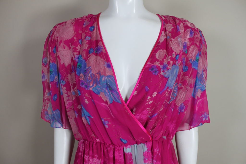 Hanae Mori Floral Silk Wrap Dress 5