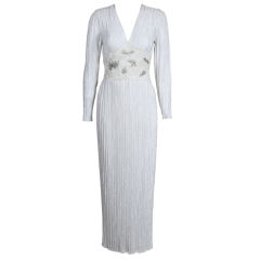 Vintage "Mary McFadden Couture "White Pleated Silk Gown