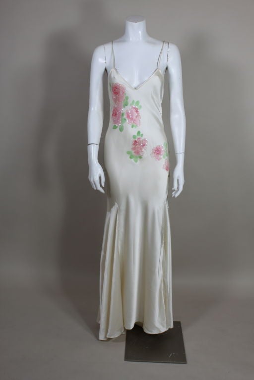1970's Bill Tice Silk Bias Gown with Marabou Trimmed Jacket 4