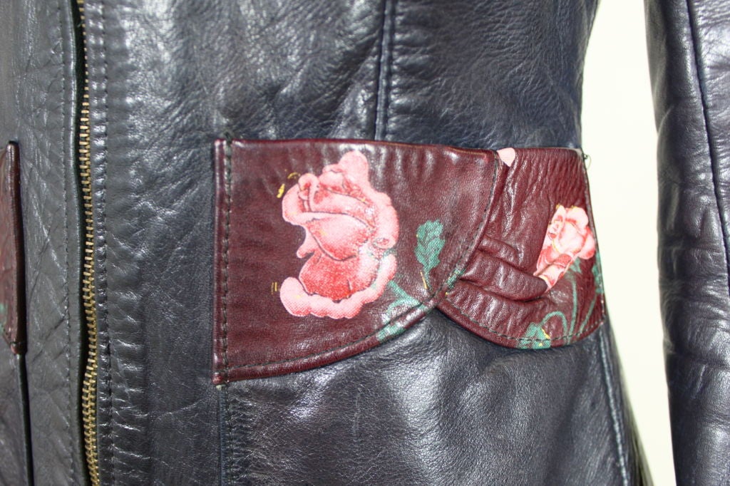 1970's Western Leather Jacket with Roses at 1stdibs