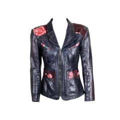 1970's Western Leather Jacket with Roses