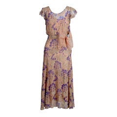 1920’s Pastel Floral Lamé Chiffon Gown