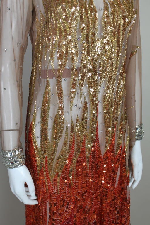 Gladys Knight’s Sequin Embroidered Flame Gown by Nolan Miller 4