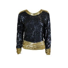 YSL Rive Gauche Sequined & Beaded Blouse
