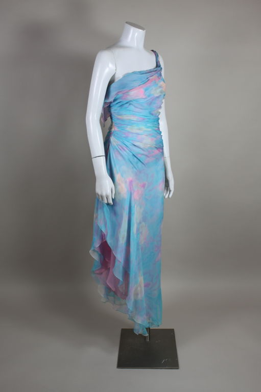 Women's Ungaro Watercolor Floral Silk Chiffon Party Dress