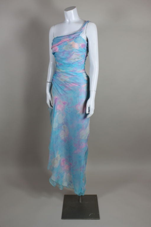 Ungaro Watercolor Floral Silk Chiffon Party Dress 1