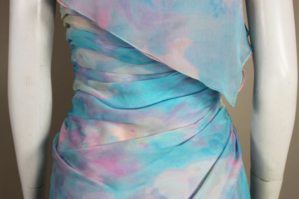 Ungaro Watercolor Floral Silk Chiffon Party Dress 5