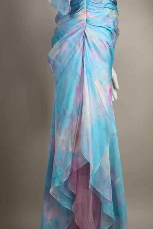Ungaro Watercolor Floral Silk Chiffon Party Dress 6