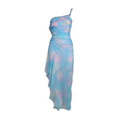Ungaro Watercolor Floral Silk Chiffon Party Dress