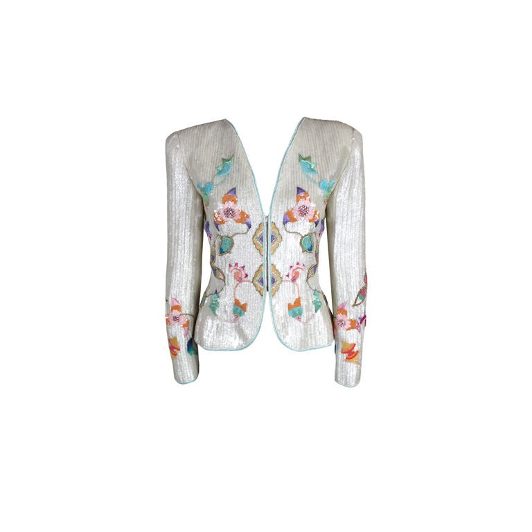 Mary McFadden Couture Completely Embellished Evening Jacket at 1stDibs