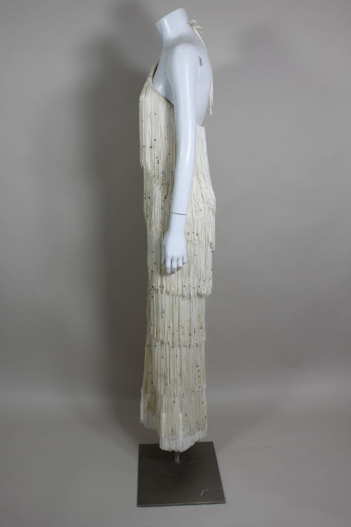 1970's Richeline Rhinestone Fringed Jersey Gown 1