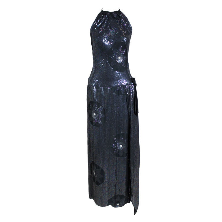 1980's Iridescent Sequined Gown
