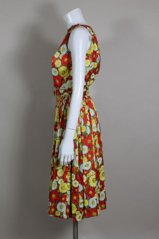 Women's Traina-Norell Silk Daisy Print Cocktail Dress