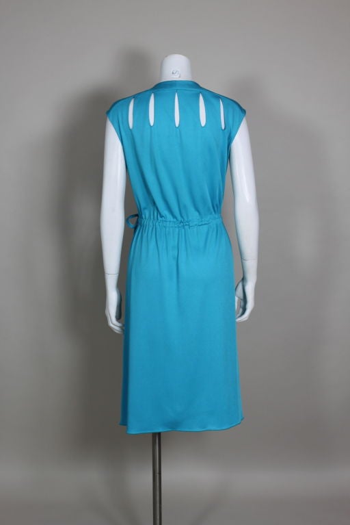 Blue Stephen Burrows Aqua Jersey Cutout Wrap Dress For Sale