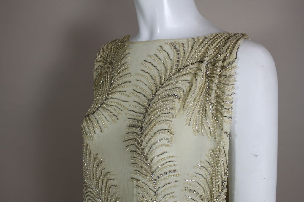 1920’s Beaded Ivory Chiffon Tabard Dress 3
