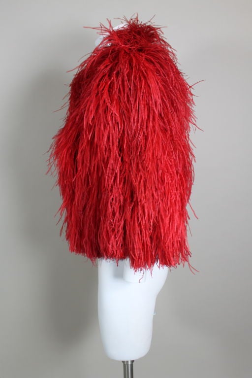Women's 1970’s Red Ostrich Feather Capelet