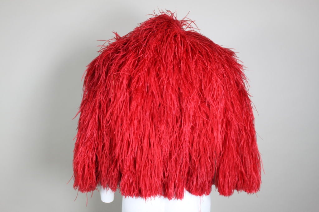 1970’s Red Ostrich Feather Capelet 1