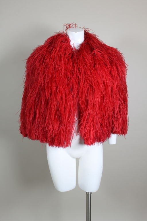 1970’s Red Ostrich Feather Capelet 4