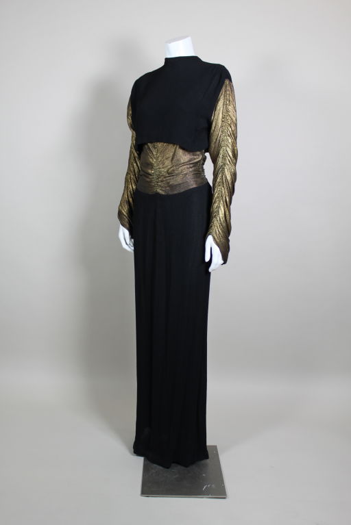 1930’s Black Crepe and Gold Lamé Gown
