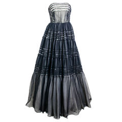 Vintage 1950’s Ruffled Tulle Strapless Ball Gown