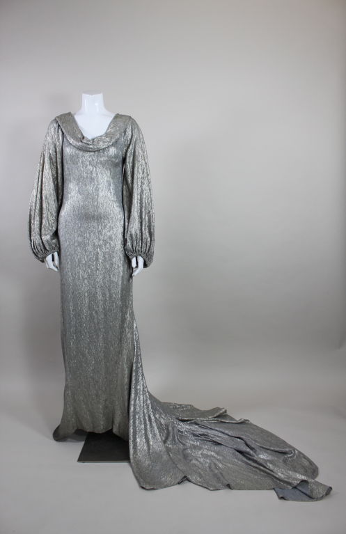 1930's Silver Lamé Gown with Train