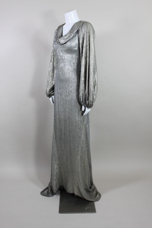 1930's Silver Lamé Gown with Train 2