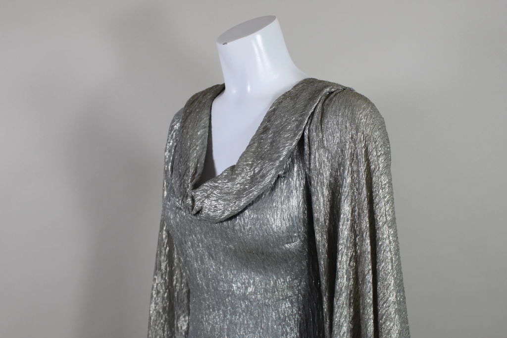 1930's Silver Lamé Gown with Train 3