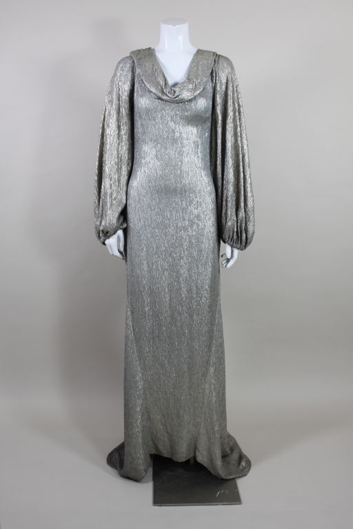 1930's Silver Lamé Gown with Train 6