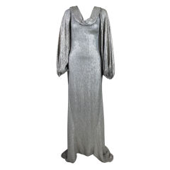 1930's Silver Lamé Gown with Train at 1stDibs