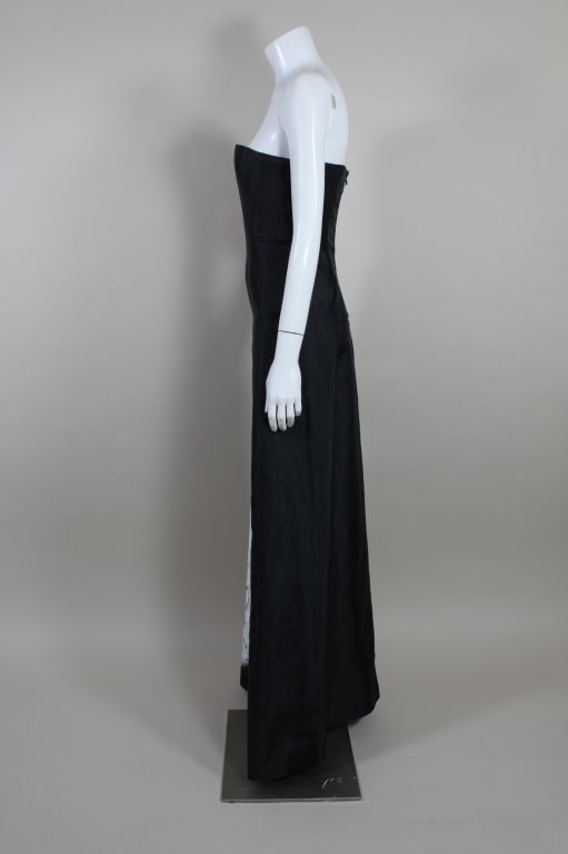 Black Cornell Collins One-of-a-Kind Hand Painted Strapless Gown For Sale