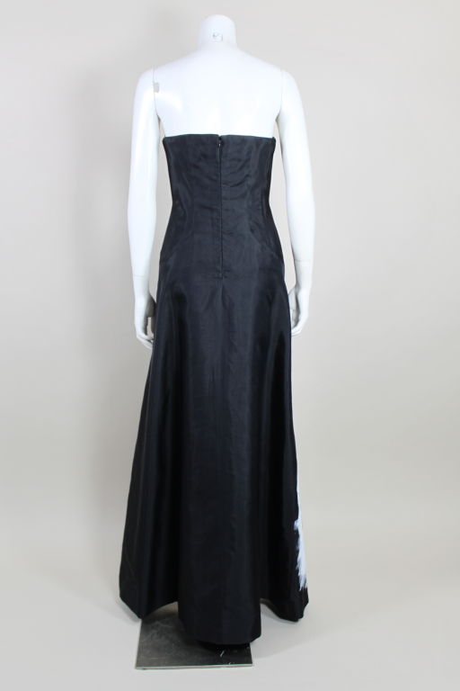 Cornell Collins One-of-a-Kind Hand Painted Strapless Gown In Excellent Condition For Sale In Los Angeles, CA