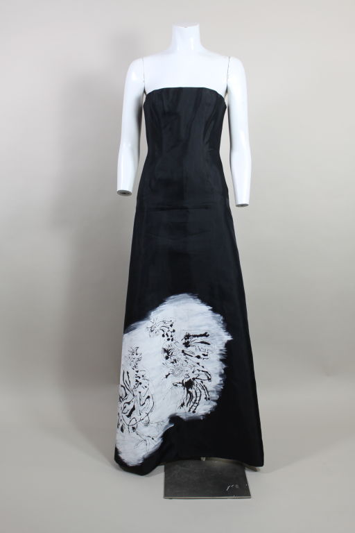 Cornell Collins One-of-a-Kind Hand Painted Strapless Gown For Sale 4