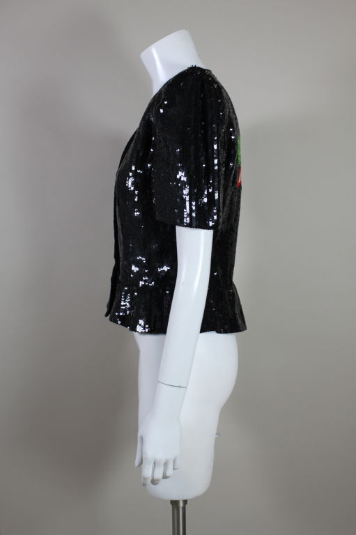 Women's Carolina Herrera Black Sequined Evening Jacket