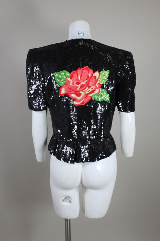 Carolina Herrera Black Sequined Evening Jacket 1