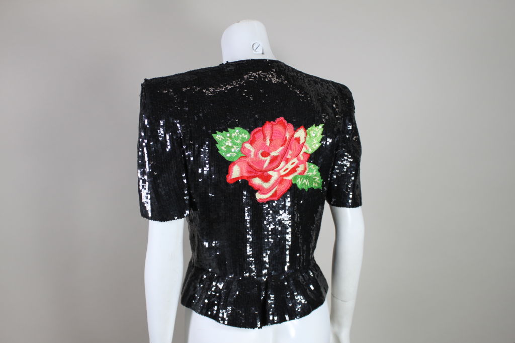 Carolina Herrera Black Sequined Evening Jacket 2