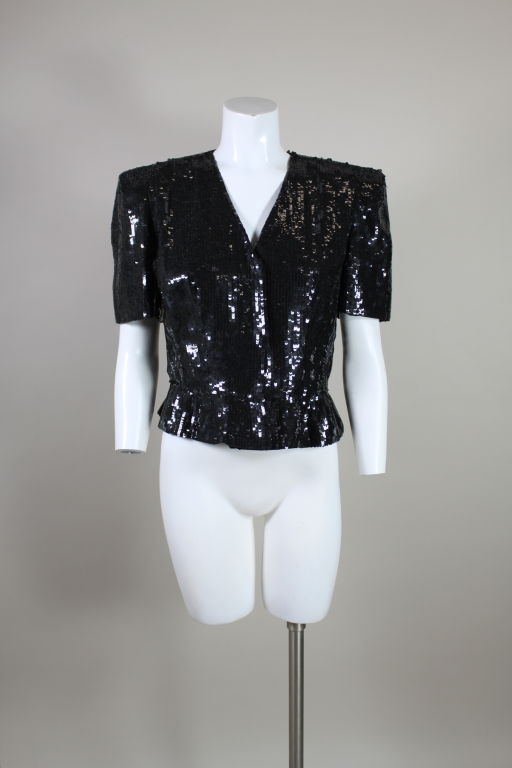 Carolina Herrera Black Sequined Evening Jacket 6