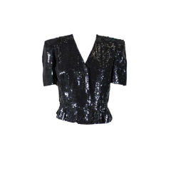Vintage Carolina Herrera Black Sequined Evening Jacket
