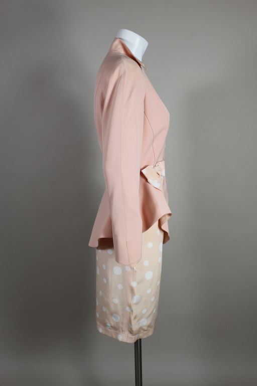 Beige Thierry Mugler Blush Pink Bow Trimmed Suit