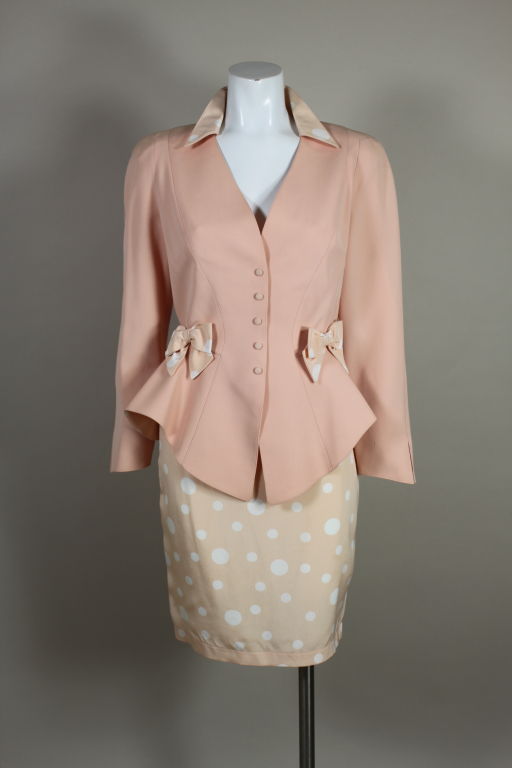 Thierry Mugler Blush Pink Bow Trimmed Suit 2