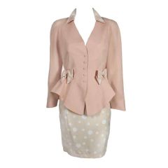 Thierry Mugler Blush Pink Bow Trimmed Suit