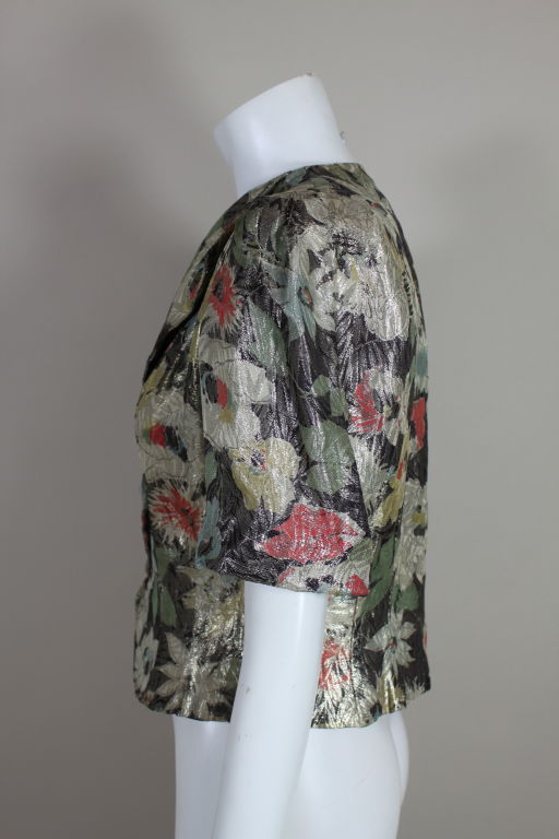 Women's Late 1930’s Floral Lamé Brocade Jacket For Sale
