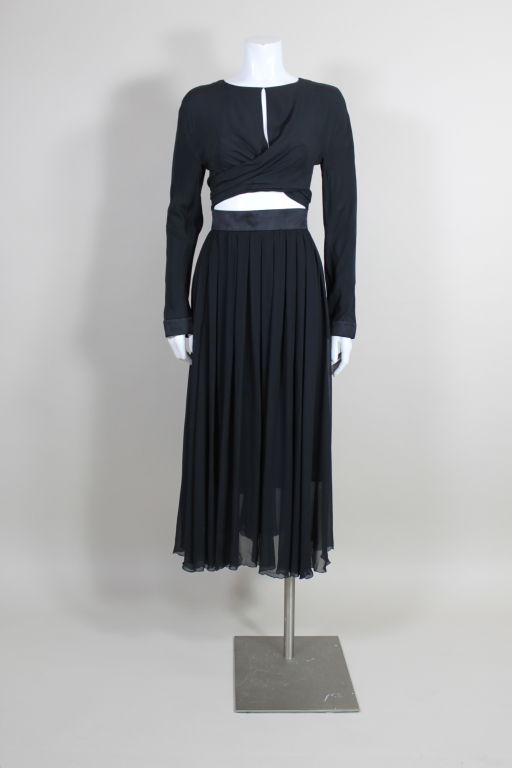 Chanel Pleated Silk Dress with Bare Midriff at 1stdibs