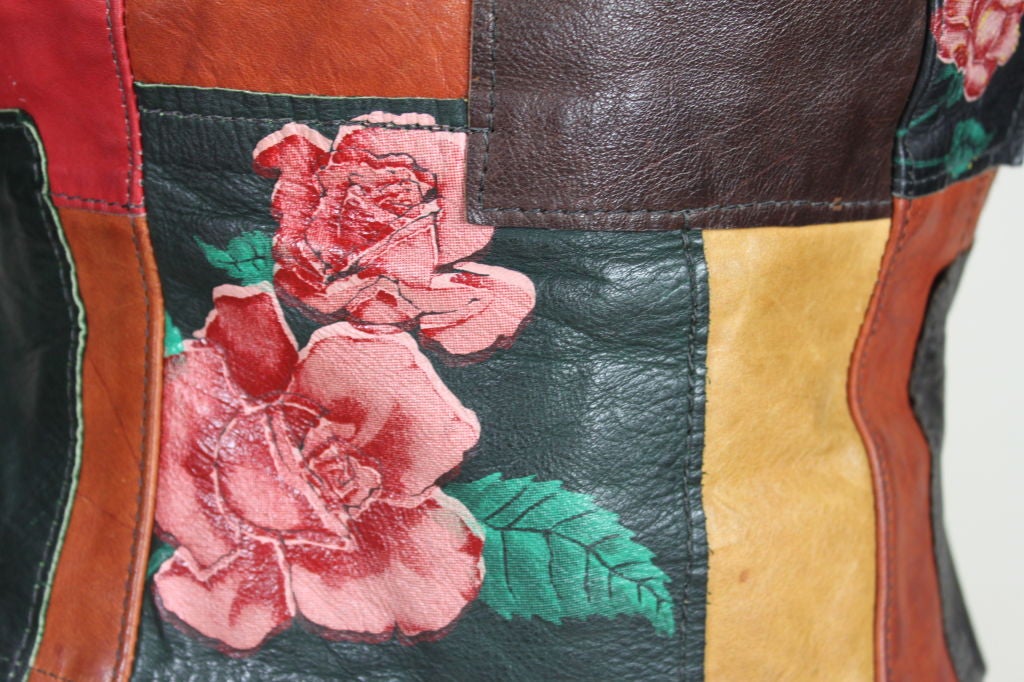 1970’s Patchwork Leather Jacket with Roses 6